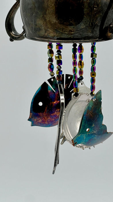 Silverplate Sugar Wind Chime with Colorful, Handmade Sea Creatures
