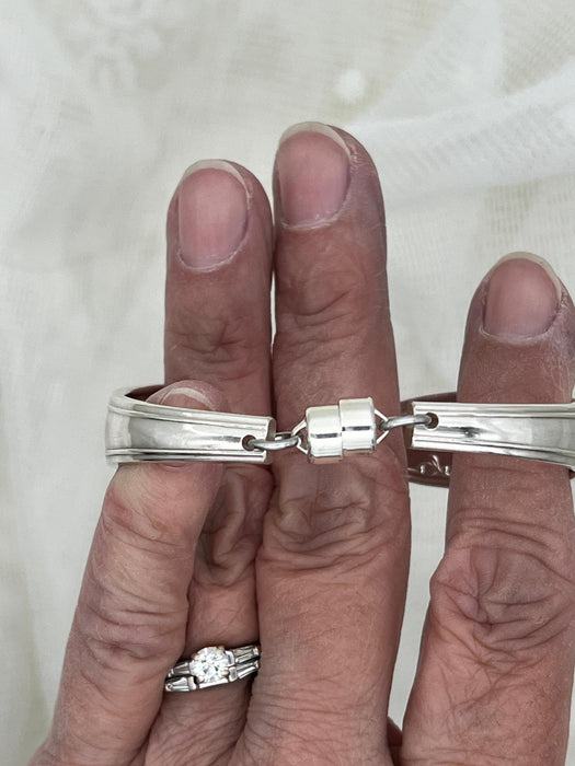 Vintage Handmade Silverware Bracelet Precious Pattern
