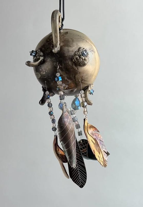 Country Lovers Wind Chime With Leaves, Feathers, Toadstools And An Acorn