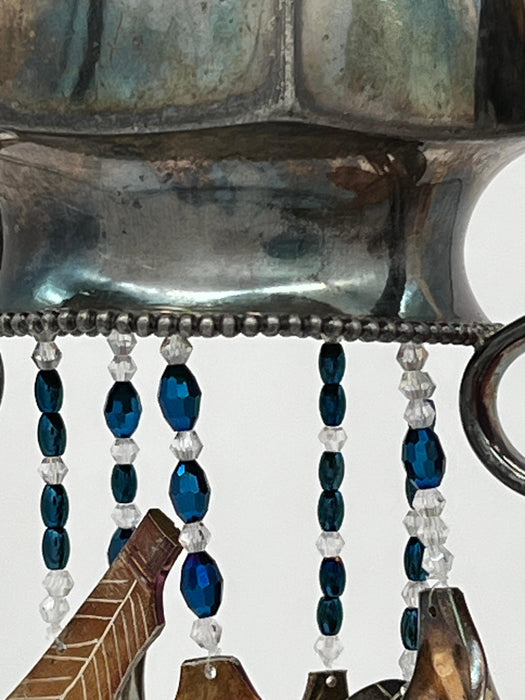 Inverted Sugar Chime with Handmade Leaves, Mushrooms & Feathers