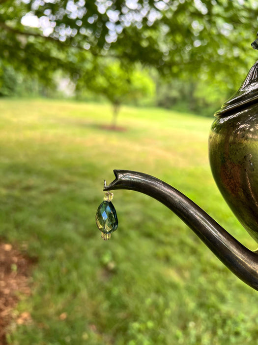 Classic Teapot Chime Features Sparkling Peach and Grey-Blue Beads