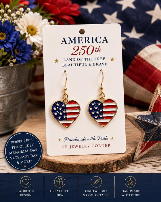 America 250 Earrings | Patriotic Red White Blue Jewelry | USA 250th Anniversary Gift | Handmade Fourth of July Earrings