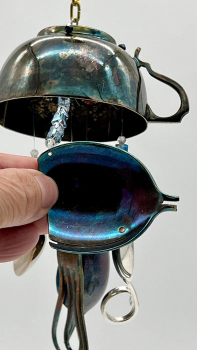 Silverplate Creamer Wind Chime with Handmade Whimsical Sea Life Creatures