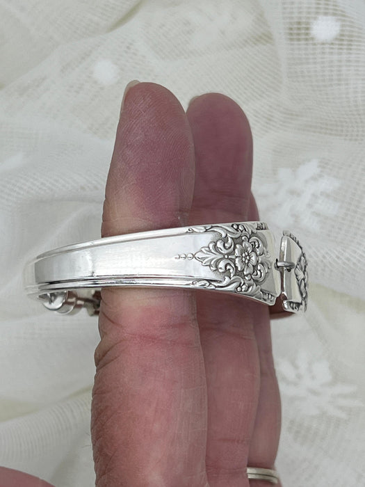 Vintage Handmade Silverware Bracelet Mountain Rose Pattern
