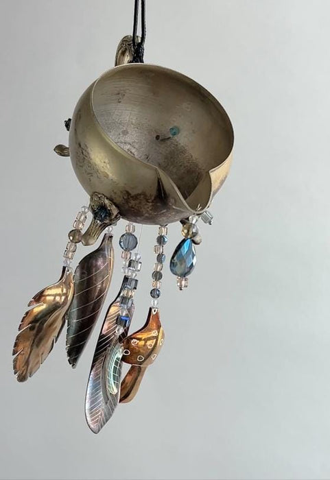 Country Lovers Wind Chime With Leaves, Feathers, Toadstools And An Acorn