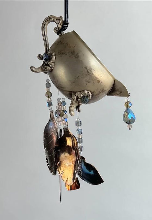 Country Lovers Wind Chime With Leaves, Feathers, Toadstools And An Acorn