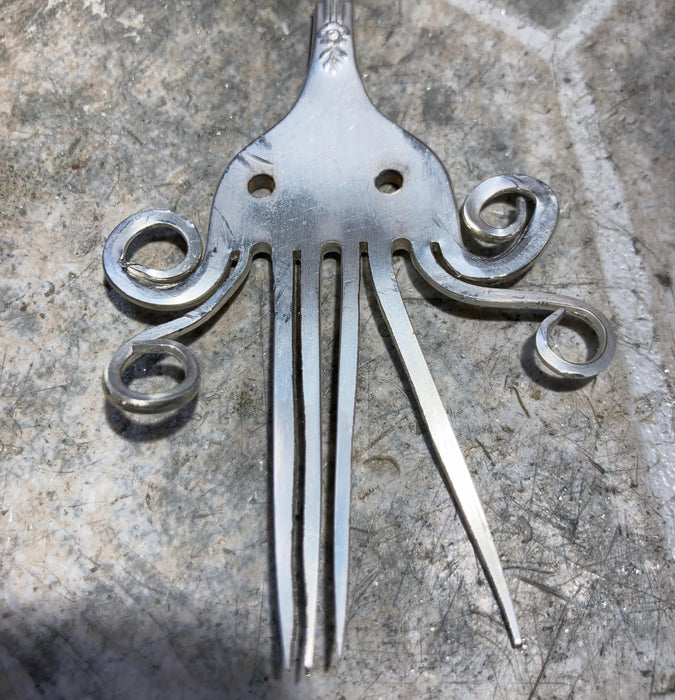 Octopus Necklade from Vintage Silverware Forks Handmade Amimal Ocean Sea Novelty Choose Your Chain