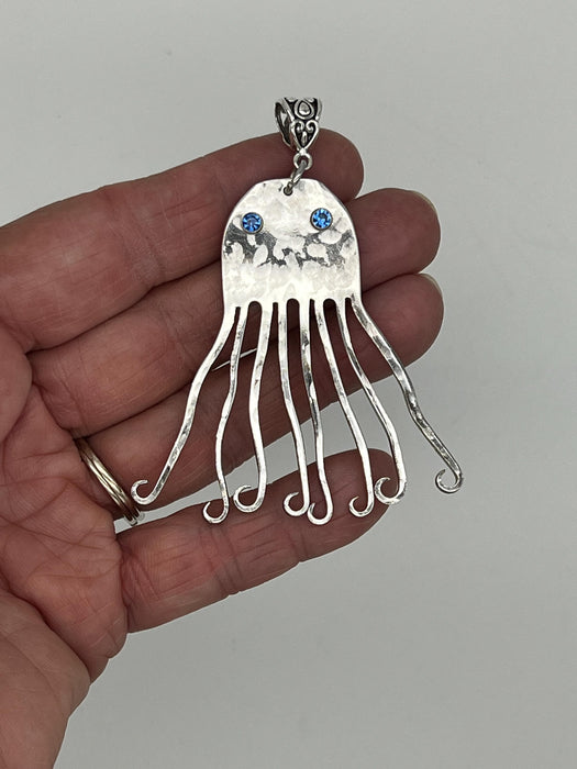 Octopus Necklade from Vintage Silverware Forks Handmade Amimal Ocean Sea Novelty Choose Your Chain