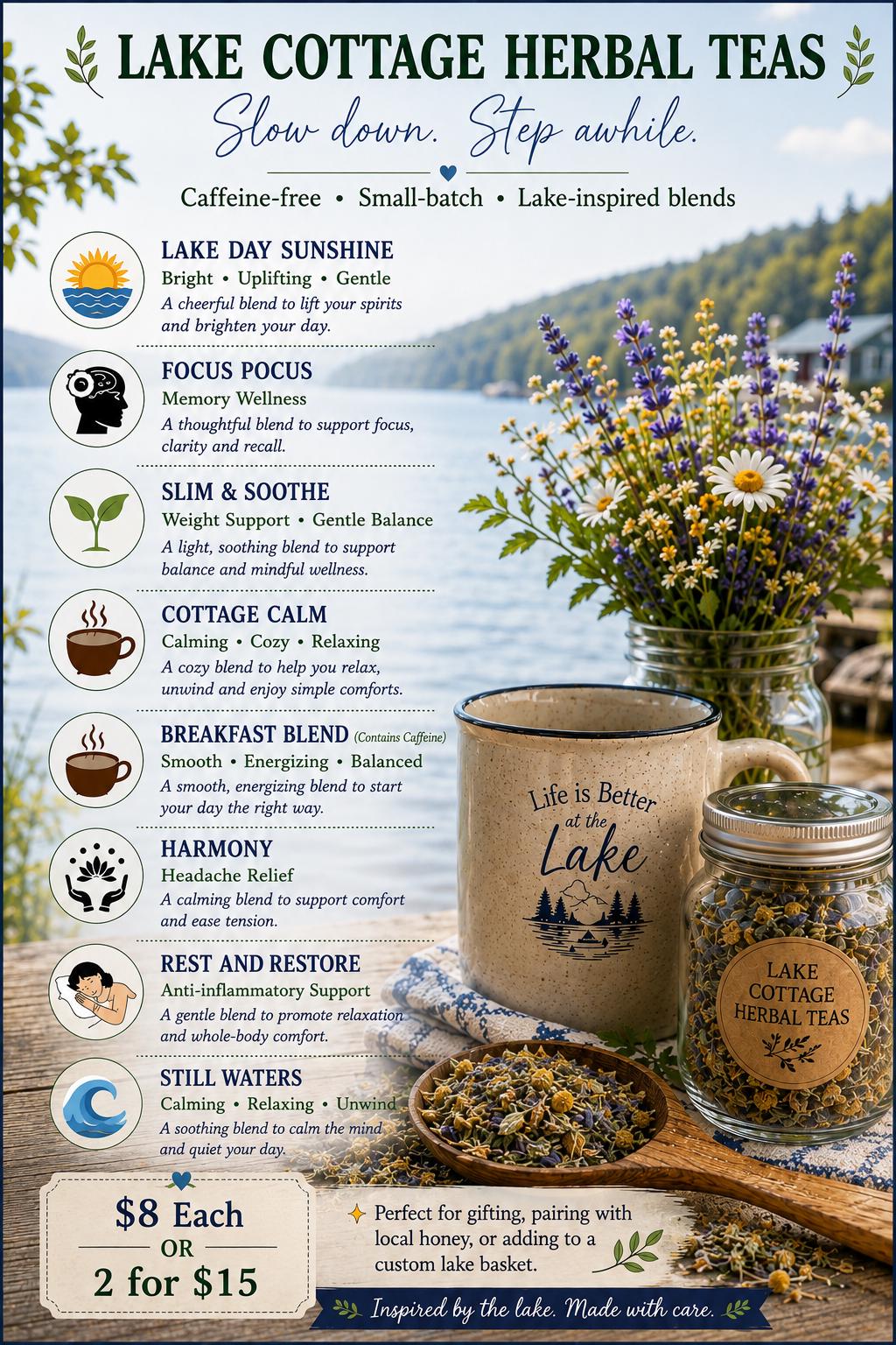Handcrafted Caffeine-Free Herbal Tea: Finger Lakes Inspired