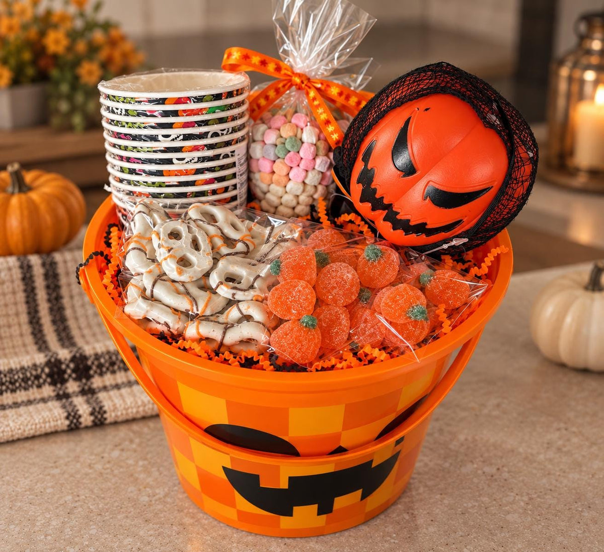 Halloween Gift Basket | Trick or Treat Candy Bucket | Halloween Movie Night Gift | Kids Halloween Care Package | Spooky Treat Basket