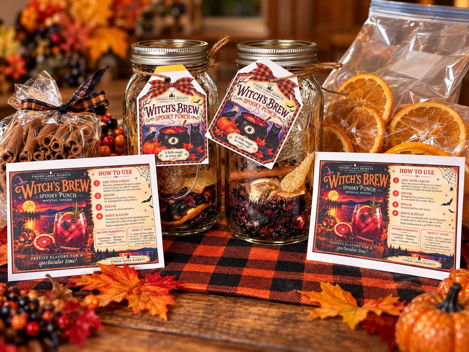 Witch’s Brew Spooky Punch Infuser | Halloween Cocktail & Mocktail Kit | Fall Hostess Gift | Mason Jar Drink Infuser