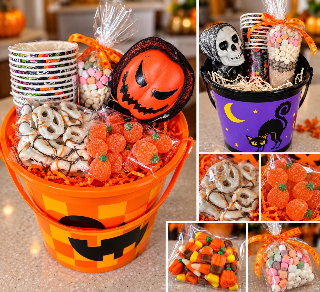 Halloween Gift Basket | Trick or Treat Candy Bucket | Halloween Movie Night Gift | Kids Halloween Care Package | Spooky Treat Basket