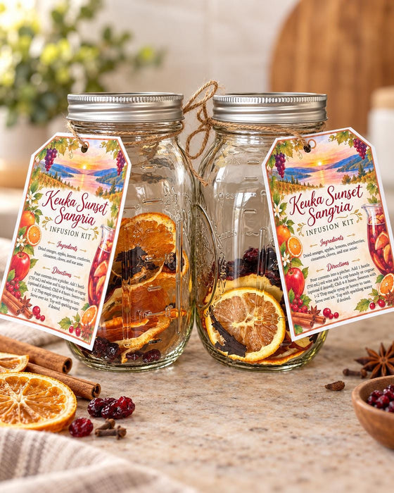 Keuka Sunset Sangria Infusion Kit | DIY Sangria Gift | Wine Lover Gift | Finger Lakes Gift | Hostess Gift | Mason Jar Cocktail Kit