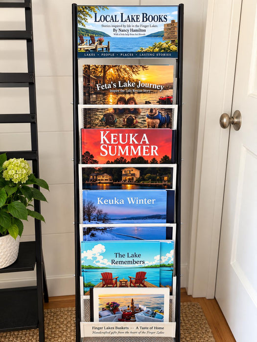 S’mores Gift Box with Portable Fire Pit & Choice of Keuka Lake Children’s Book, Family Campfire Gift Basket, Christmas Gift