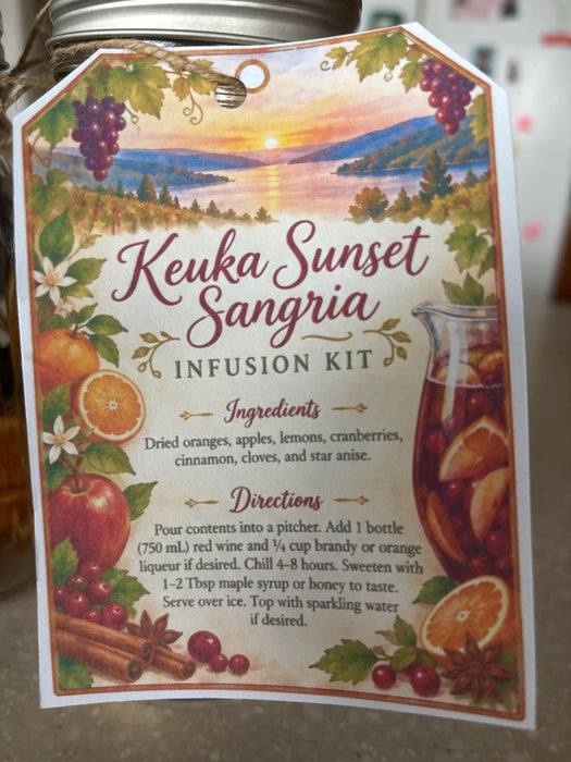 Keuka Sunset Sangria Infusion Kit | DIY Sangria Gift | Wine Lover Gift | Finger Lakes Gift | Hostess Gift | Mason Jar Cocktail Kit