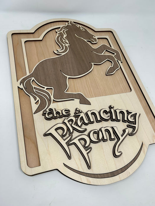 The Prancing Pony Sign | LOTR Bree Inn Decor | Handcrafted Wood Art