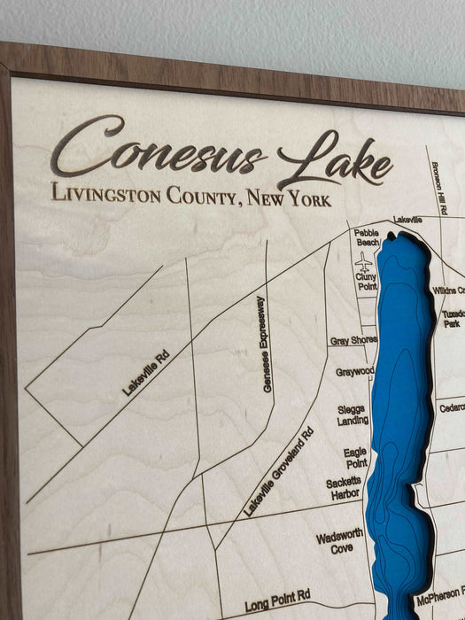 Conesus Lake | Laser Engraved Map