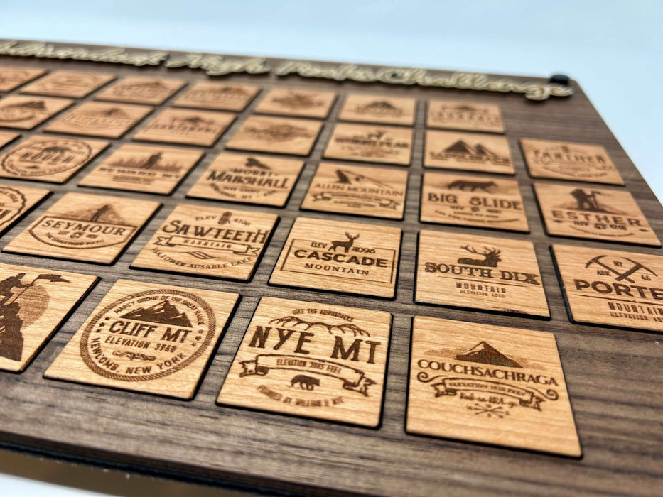 Canvas satchel included with ADK 46er tracker for storing unused peak tokens