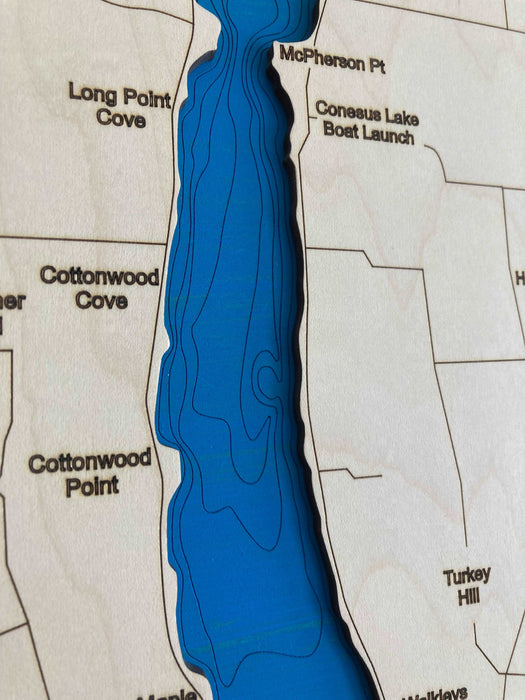 Conesus Lake | Laser Engraved Map