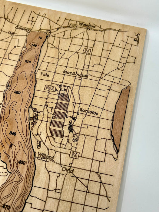 Finger Lakes Bathymetric Wood Map