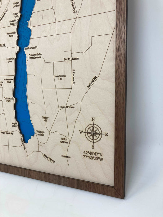 Conesus Lake | Laser Engraved Map