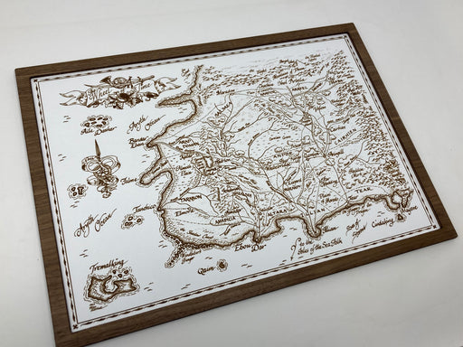 A framed sketch of a fantasy map