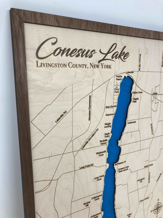 Conesus Lake | Laser Engraved Map