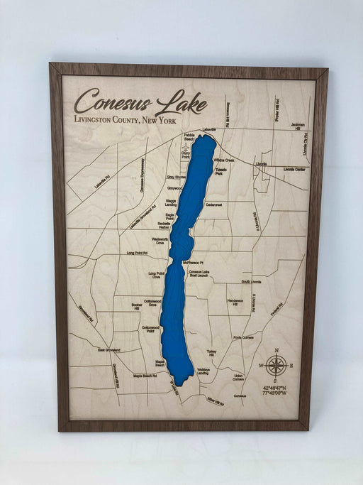 Conesus Lake | Laser Engraved Map