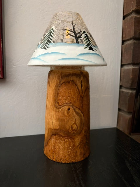 Winter Scene on Hickory Lamp
