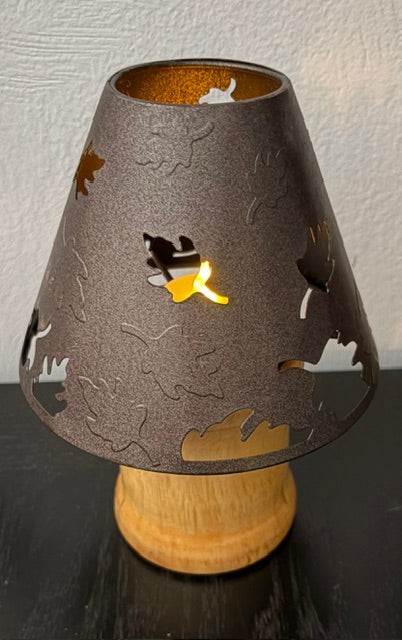 Bronze Leaf and Applewood Lamp
