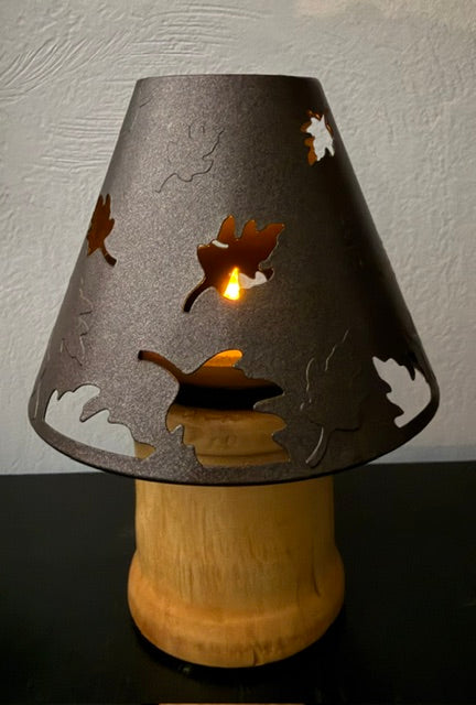 Bronze Leaf and Applewood Lamp