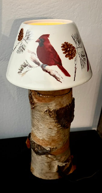 Cardinal and Paper Birch Lamp