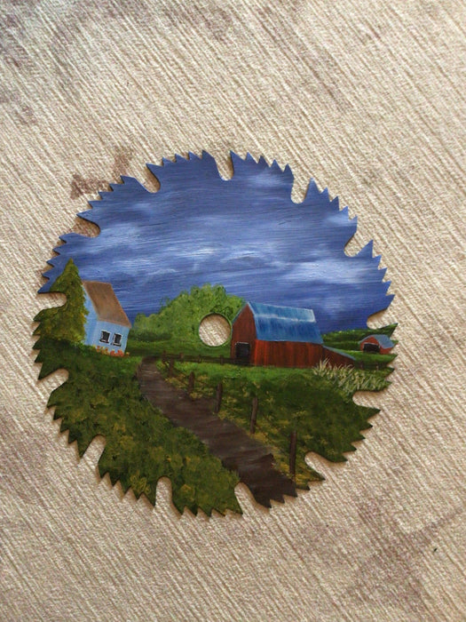 Spring scene with Farm buildings and house 7”