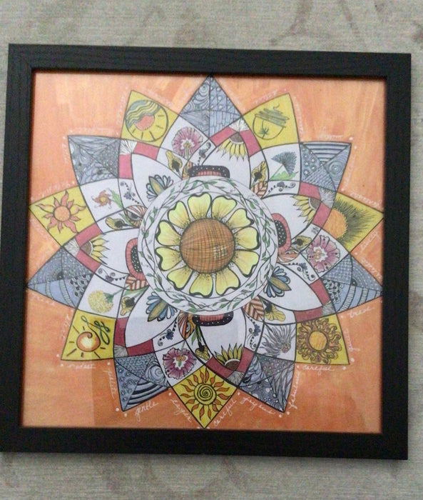 Sunflower mandala 12x12