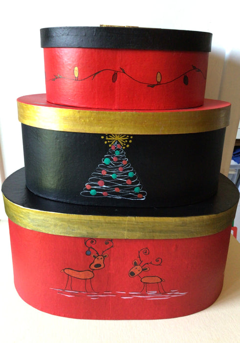Oval Christmas Themed Boxes