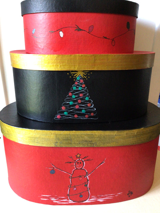 Oval Christmas Themed Boxes
