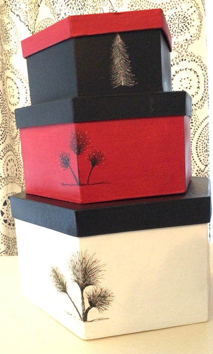 Hexagon set of 3 Christmas/Winter Boxes
