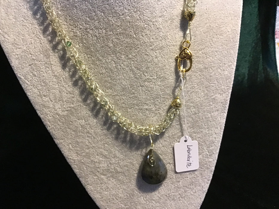 handmade necklace chain with gemstone pendant