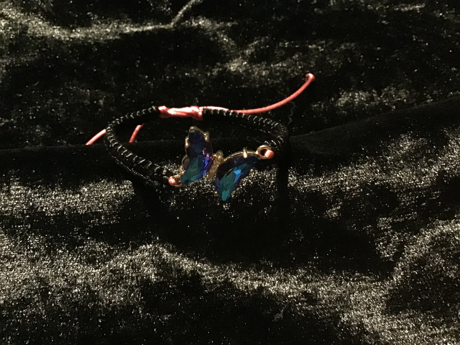 Handmade Macrame Bracelet Crystal Butterfly Centerpiece