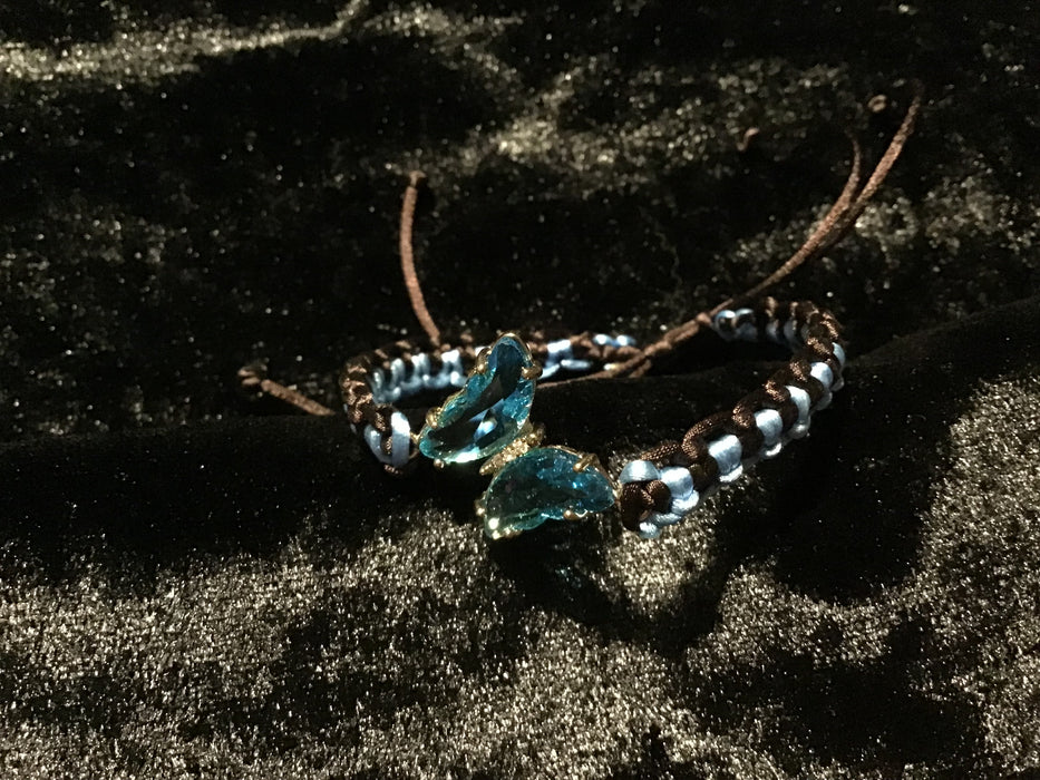 Handmade Macrame Bracelet Crystal Butterfly Centerpiece