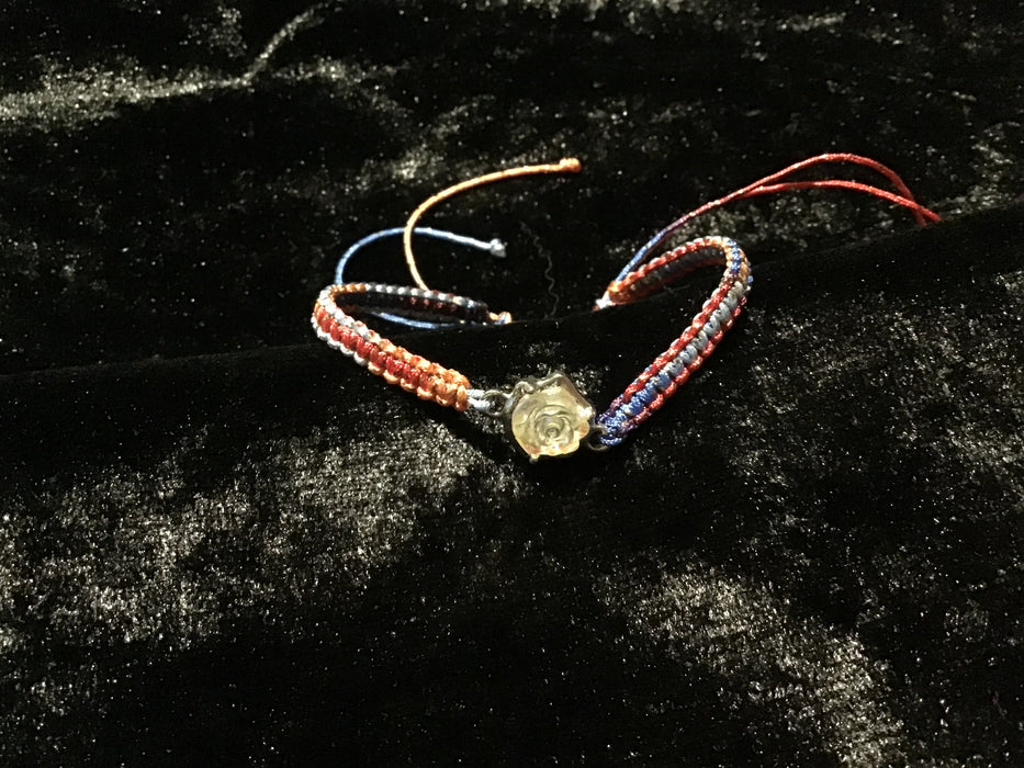 Handmade Macrame Bracelet with Rose Centerpiece