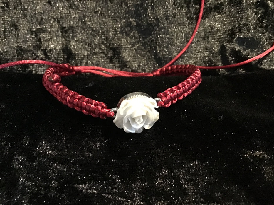 Handmade Macrame Bracelet with Rose Centerpiece