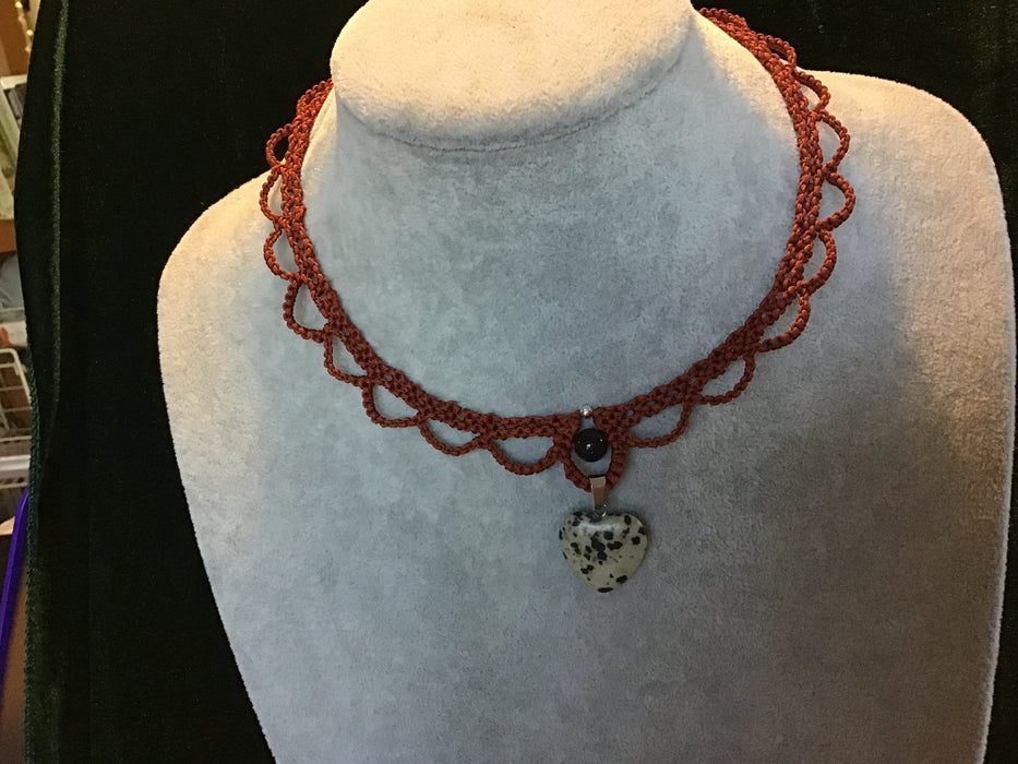 handwoven macrame choker necklace