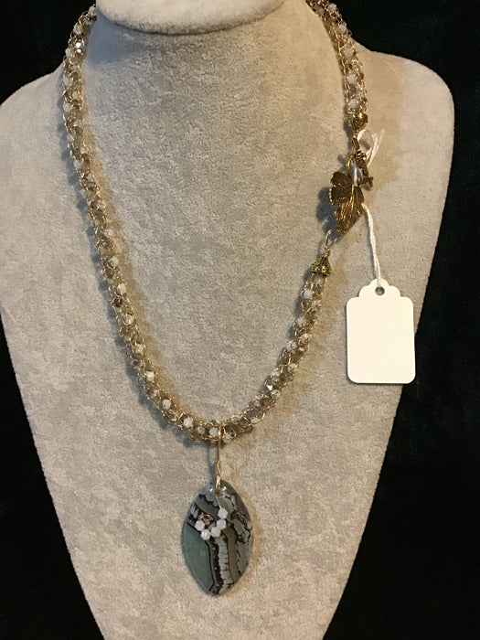 handmade necklace chain with gemstone pendant