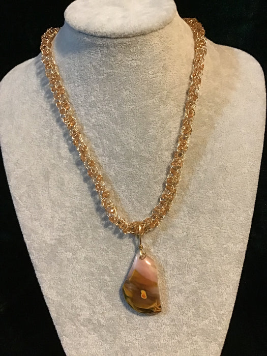 handmade necklace chain with gemstone pendant