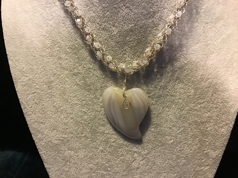 handmade chain necklace with gemstone pendant