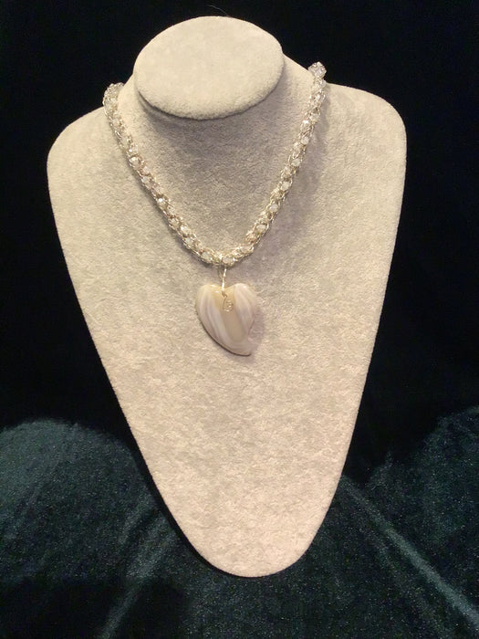 handmade chain necklace with gemstone pendant