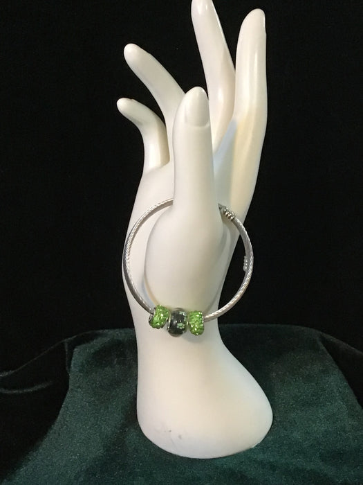 Silver snake bracelet with dog paws bead