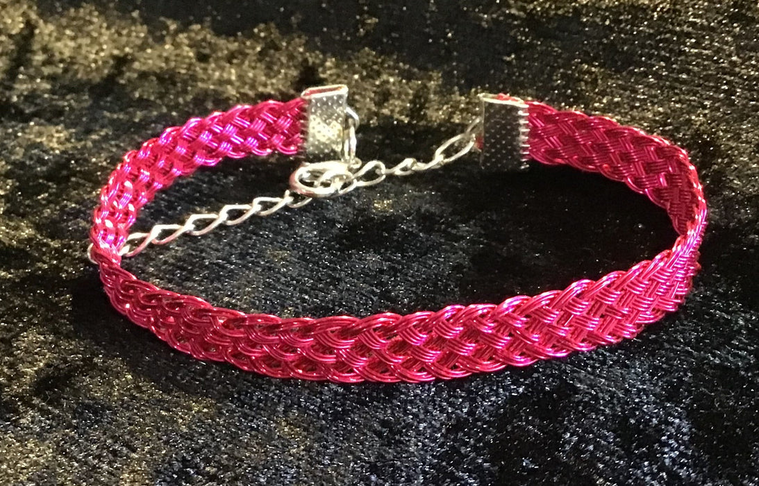 Hand woven wire Kumihimo adjustable colored bracelet.