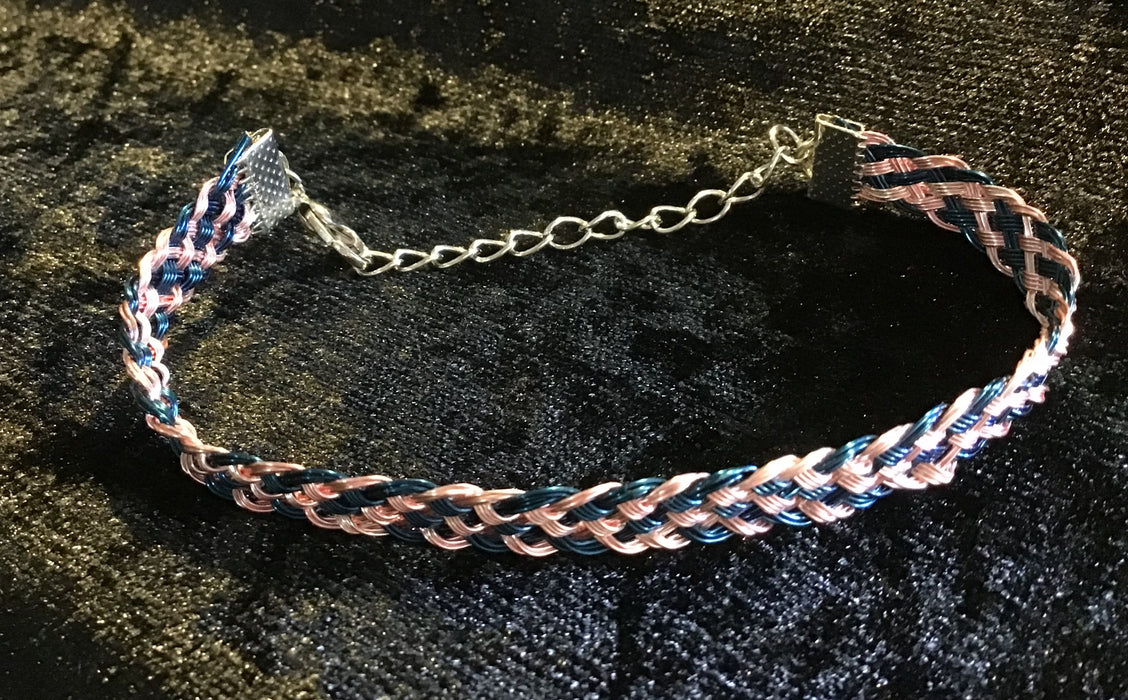 Hand woven wire Kumihimo adjustable colored bracelet.